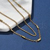304 Stainless Steel Cable Chain Double Layered Necklaces for Women NJEW-U050-02E-G-3
