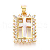 Brass Micro Pave Clear Cubic Zirconia Pendants KK-N268-67G-1