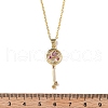 Brass Micro Pave Cubic Zirconia Heart Key Pendant Necklaces for Women NJEW-R027-03G-02-5