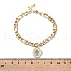 304 Stainless Steel Flat Round with Hamsa Hand Charm Bracelets BJEW-A036-13G-02-5