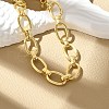 Brass Oval Link Chain Bracelets for Women Men BJEW-K273-11G-2