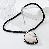 Summer Alloy Pave Resin Shell Shaped Pendant Black Polycotton Cord Necklaces FS-WG37484-02-1