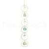 Wire Wrapped Nuggets Natural Quartz & Ring Hanging Ornaments HJEW-JM02399-1