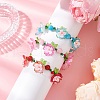 3Pcs Floral Acrylic Beads Braided Bead Bracelets for Women BJEW-MZ00184-3