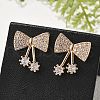 Brass Micro Pave Clear Cubic Zirconia Stud Earrings for Women EJEW-G428-26G-03-2