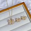 Bowknot Brass Micro Pave Clear Cubic Zirconia Pendant Necklace & Stud Earrings Sets FS-WGCEA70-01-3