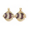 Brass Micro Pave Clear Cubic Zirconia Pendants ZIRC-F135-04G-02-2