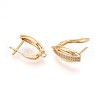 Brass Micro Pave Cubic Zirconia Hoop Earring Finding KK-N261-44G-2