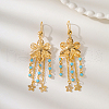 Elegant Brass Flower with Star Tassel Hoop Earrings PF9976-1-3