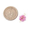 Dyed Natural Shell & Brass Round Beaded Flower Connector Charms PALLOY-JF03464-2
