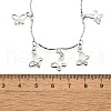 304 Stainless Steel Textured Link Bar Butterfly Charm Tassel Necklaces NJEW-R023-03P-5
