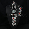 Oval Alloy with Resin Pendant Necklace & Stud Dangle Earring & Link Bracelet & Ring FS-WGB1F06-03-1