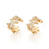 Brass Micro Pave Clear Cubic Zirconia Cuff Earrings KK-T074-35G-2