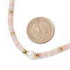 Round Shell Pearl & Natural Pink Aventurine Heishi Beaded Necklaces NJEW-JN05300-03-3