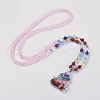 Natural Rose Quartz Pendant Necklaces NJEW-I109-B06-1