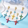 Cross Glass Seed Beads Pendant Decoration HJEW-MZ00110-2