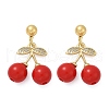 Cherry Brass Cubic Zirconia Dangle Stud Earrings EJEW-Q036-05G-2