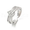 Letter D Clear Cubic Zirconia Cuff Rings RJEW-G337-10P-4