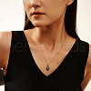 Natural Turquoise & Cubic Zirconia Oval Pendant Necklaces NJEW-L125-002ASP-3