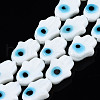 Handmade Evil Eye Lampwork Beads Strands LAMP-WH0006-06G-1