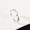 925 Sterling Silver Micro Pave Clear Cubic Zirconia Adjustable Cuff Rings for Women RJEW-G351-04P-3
