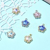 6Pcs 6 Colors Rack Plating Alloy with Rhinestone Pendants FIND-FS0002-54-7