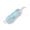 3Pcs 3 Styles Electroplated Natural Quartz Crystal Pointed Copper Wire Wrapped Pendants PALLOY-JF03767-04-5