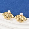 304 Stainless Steel ABS Plastic Pearl Stud Earrings STAS-D368-01D-G-2