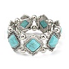 Bohemia Style Alloy Rhombus Beaded Stretch Bracelet BJEW-H327-05AS-2