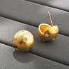 Brass Micro Pave Clear Cubic Zirconia Stud Earrings EJEW-S270-03G-1