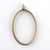 Rack Plating Alloy Oval Open Back Bezel Pendants X-PALLOY-S047-26F-FF-2