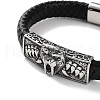 Men's Braided Black PU Leather Cord Bracelets BJEW-K243-33AS-2