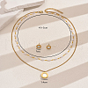 Elegant Stainless Steel Shell Double-layer Necklaces & Stud Earring Set OU9381-2