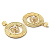 Brass Cubic Zirconia with Plastic Pearl Pendants KK-K341-20G-3