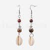 Round Natural Mixed Stone Dangle Earrings EJEW-JE02911-2