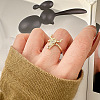 Cattle Head Brass Micro Pave Clear Cubic Zirconia Adjustable Cuff Rings for Women FS-WG0DBC7-01-1