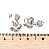Heart with Butterfly Brass Micro Pave Clear Cubic Zirconia Dangle Stud Earrings EJEW-Z099-01P-5