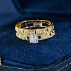2Pcs Flat Round Brass Micro Pave Clear Cubic Zirconia Finger Rings FS-WG91922-05-4