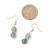 Round Natural Green Aventurine Dangle Earrings EJEW-JE06465-4