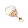 2Pcs Copper Wire Wrapped Flat Round Glass Pendant Decorations HJEW-JM03215-5