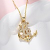 Brass Micro Pave Clear Cubic Zirconia Anchor Snake Pendant Necklaces NJEW-S438-02J-G-2