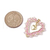 Seed Glass & Alloy Heart Pendant PALLOY-MZ00234-2