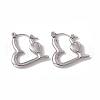 304 Stainless Steel Heart Hoop Earrings for Women EJEW-E199-14P-1
