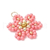 Glass Seed Beaded Flower Pendants PALLOY-MZ00712-01-3