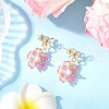 Flower Handmade Glass Seed Beads Dangle Stud Earrings EJEW-MZ00471-4