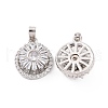 Brass Micro Pave Clear Cubic Zirconia Pendants KK-E068-VC301-1
