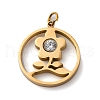 316 Stainless Steel Rhinestone Pendants STAS-K258-39D-G-1