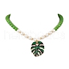 Leaf Alloy Enamel Pendant Necklaces for Women NJEW-JN05350-02-2