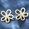 Flower Brass ABS Imitation Pearl Stud Earrings EJEW-M082-07G-5