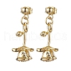 Flower Brass Dangle Earrings EJEW-TA00495-1